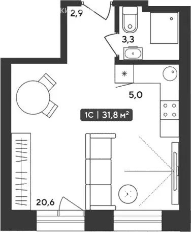 Квартира-студия: Октябрьский, жилой комплекс Альпийский квартал, 22 ... - Фото 1