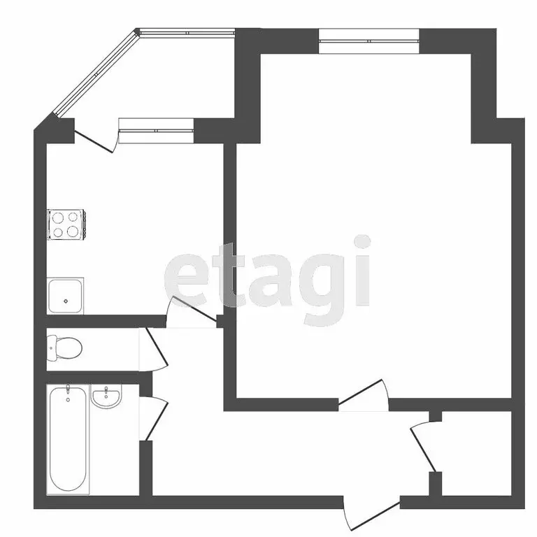 1-комнатная квартира: Тюмень, улица Монтажников, 8 (42.6 м) - Фото 1