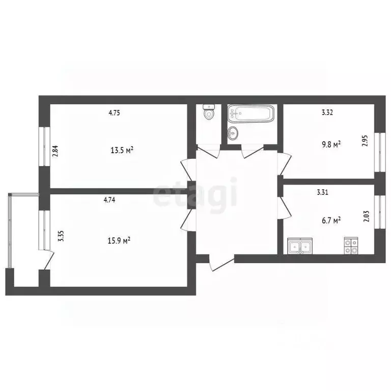 3-к кв. Владимирская область, Муром ул. Мечтателей, 6 (60.0 м) - Фото 1