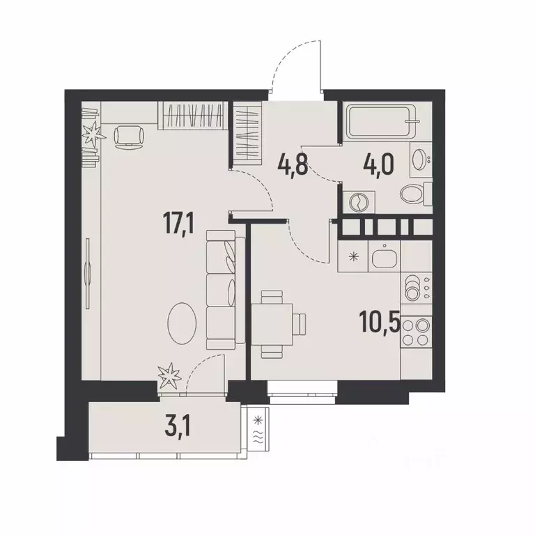 1-к кв. Пермский край, Пермь Ераничи мкр,  (38.0 м) - Фото 1