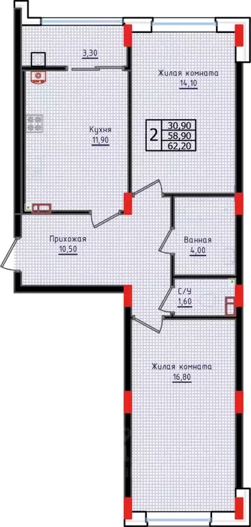 2-к кв. Ставропольский край, Ставрополь ул. Якова Андрюшина, 6 (62.2 ... - Фото 0