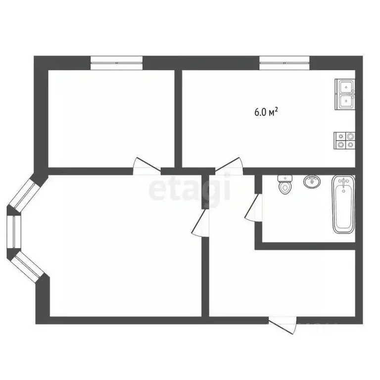 2-к кв. Тамбовская область, Тамбов ул. Николая Вирты, 26 (44.2 м) - Фото 2