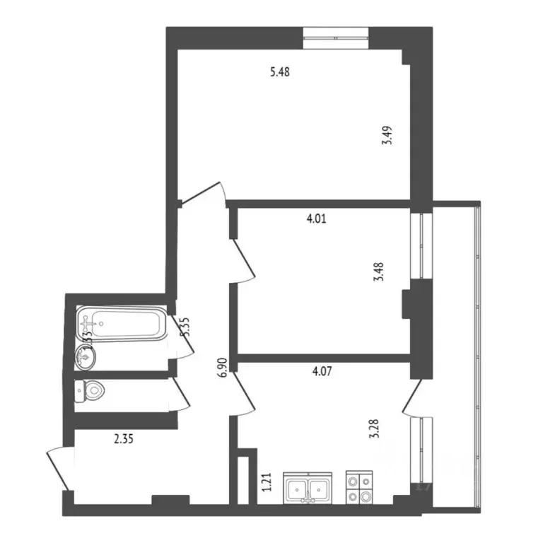 2-к кв. Тюменская область, Тюмень бул. Бориса Щербины, 22 (62.2 м) - Фото 1