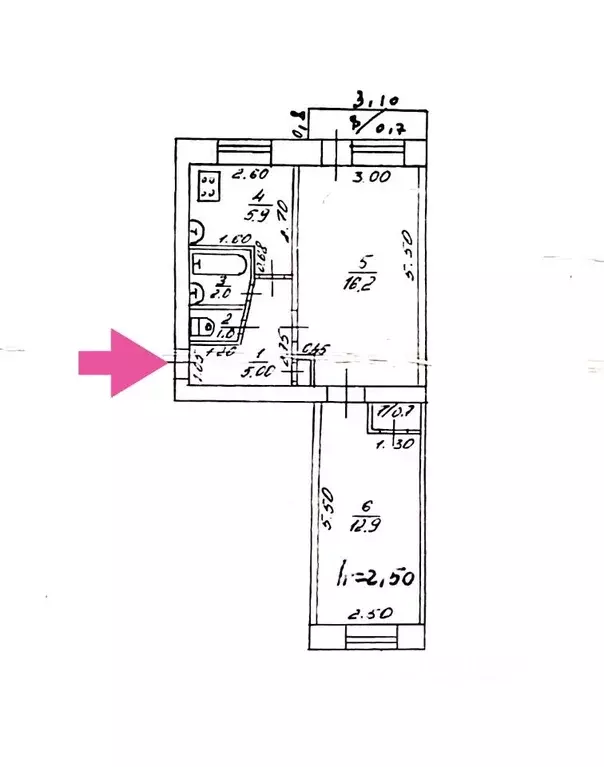 2-к кв. Омская область, Омск ул. Пирогова, 48 (44.0 м) - Фото 2