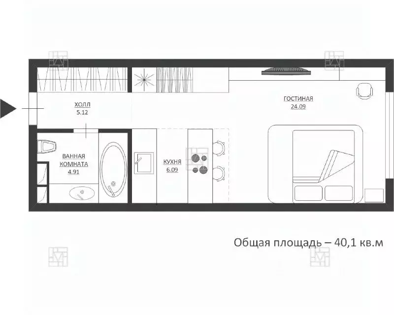 1-к кв. Москва просп. Академика Сахарова, 7 (40.1 м) - Фото 2