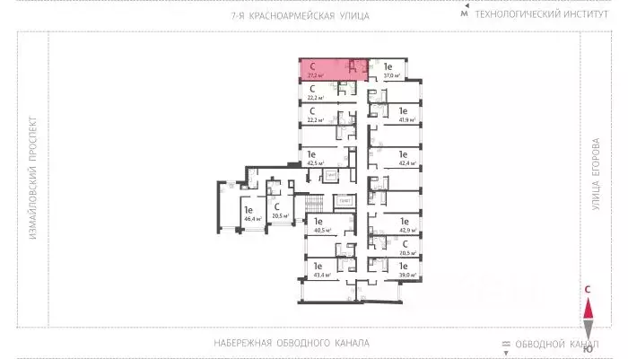 Студия Санкт-Петербург Измайловское муниципальный округ,  (27.2 м) - Фото 1