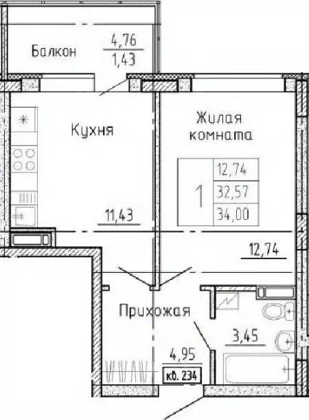 1-к кв. Воронежская область, Воронеж Московский просп., 66 (34.0 м) - Фото 0