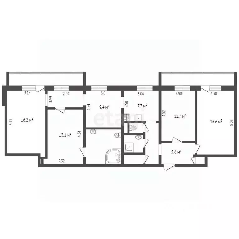 4-к кв. Вологодская область, Череповец Первомайская ул., 22 (102.3 м) - Фото 2