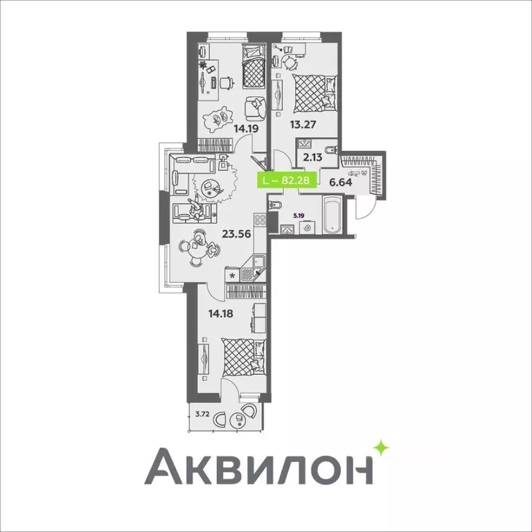 3-к кв. Архангельская область, Архангельск ул. Валявкина, 38к2 (80.28 ... - Фото 0