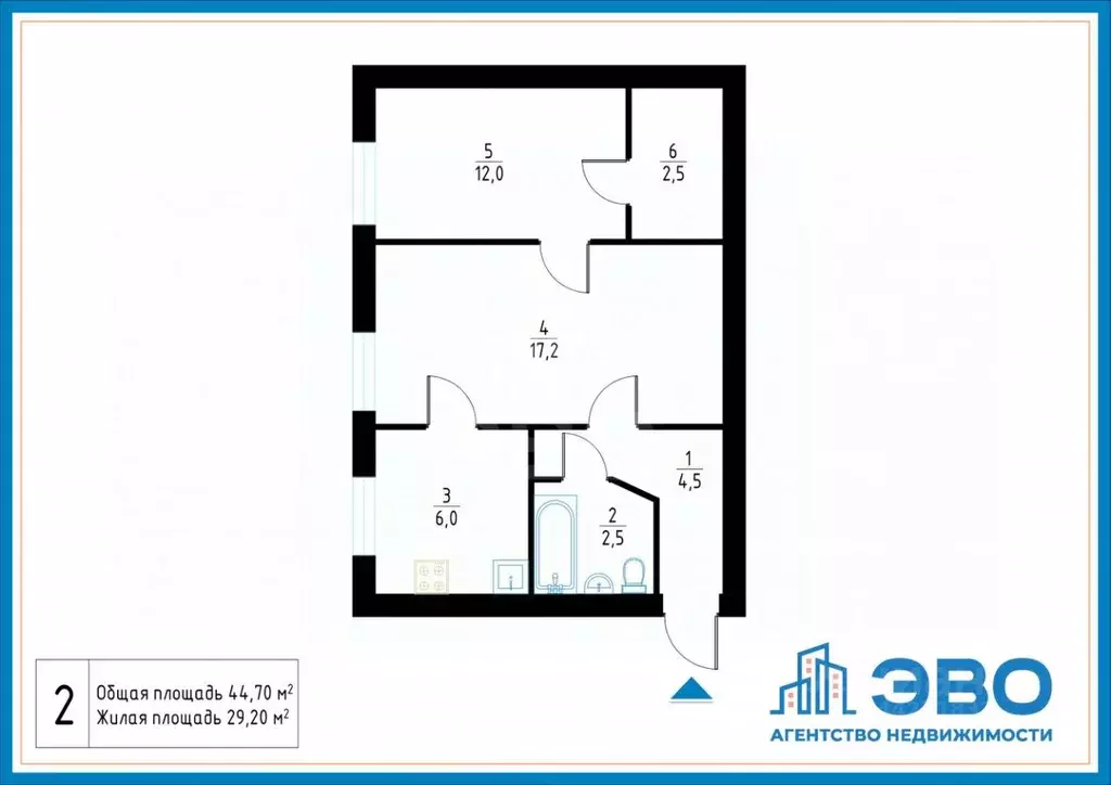 2-к кв. Санкт-Петербург Новоизмайловский просп., 32К2 (44.7 м) - Фото 2