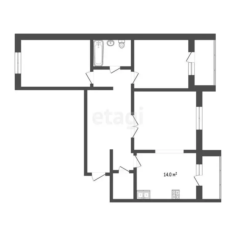 3-комнатная квартира: Тюмень, улица Федюнинского, 30 (88.9 м) - Фото 1