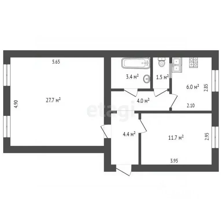 2-к кв. Севастополь ул. Большая Морская, 38 (58.7 м) - Фото 1