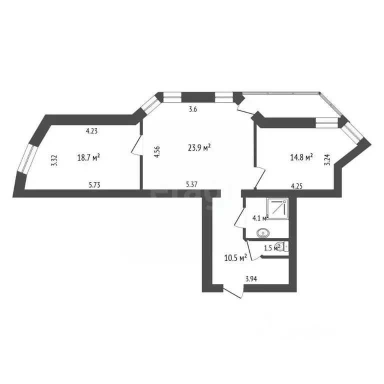 3-к кв. Архангельская область, Архангельск Поморская ул., 34к1 (73.5 ... - Фото 2