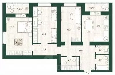 3-к кв. Самарская область, Волжский район, Смышляевка городское ... - Фото 1