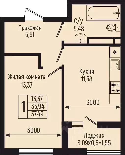 1-к кв. Краснодарский край, Туапсинский муниципальный округ, с. Небуг ... - Фото 1