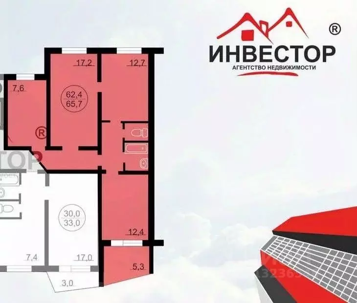 3-к кв. Челябинская область, Челябинск ул. Калмыкова, 19Б (66.0 м) - Фото 1