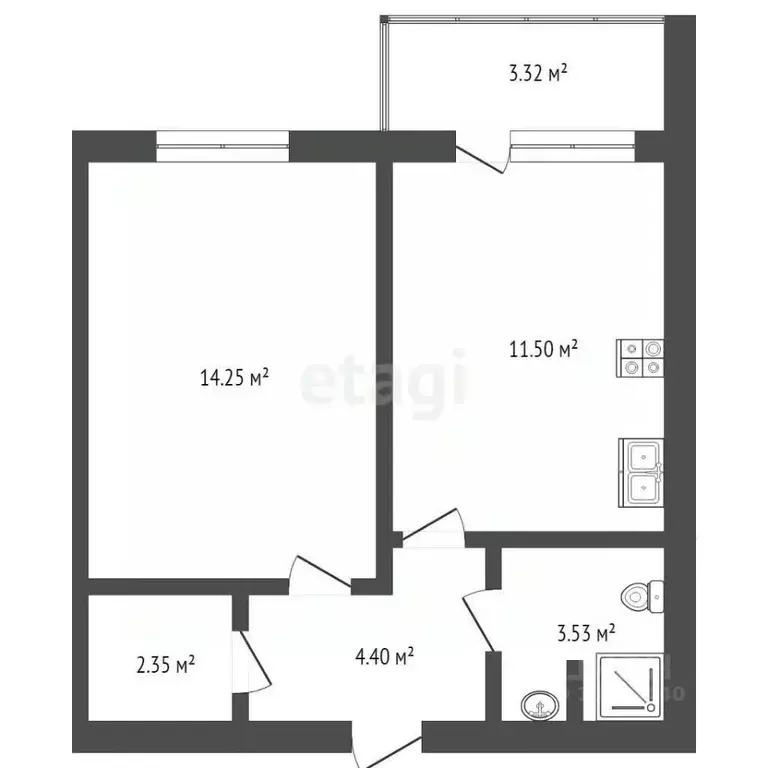 1-к кв. Тюменская область, Тюмень Амурская ул., 39 (35.0 м) - Фото 1