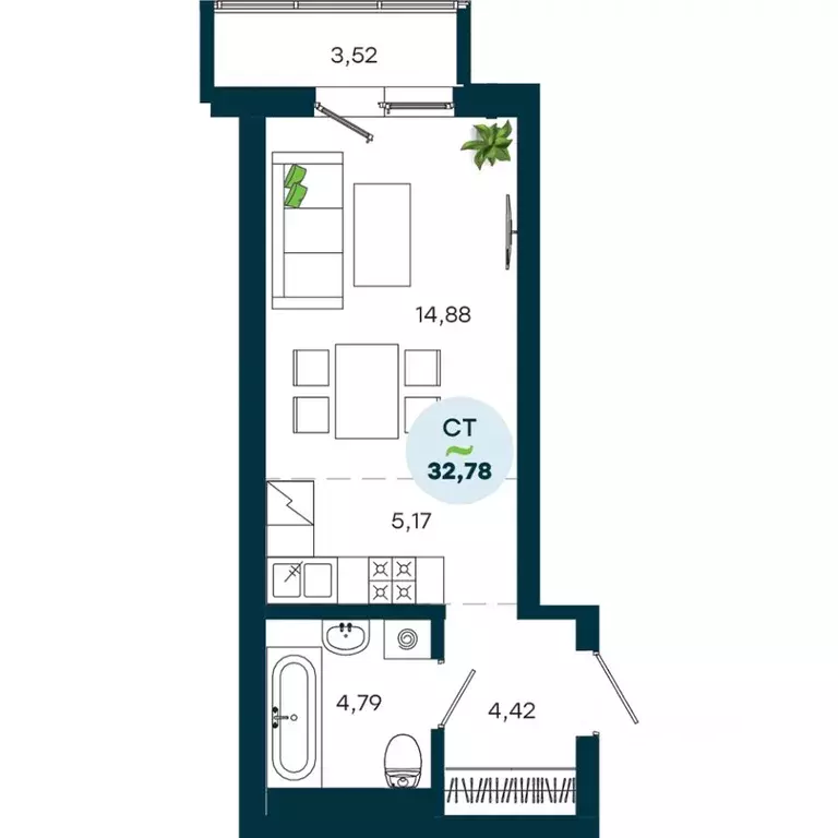 1-к кв. Иркутская область, Иркутск ул. Безбокова, 7А (32.78 м) - Фото 1