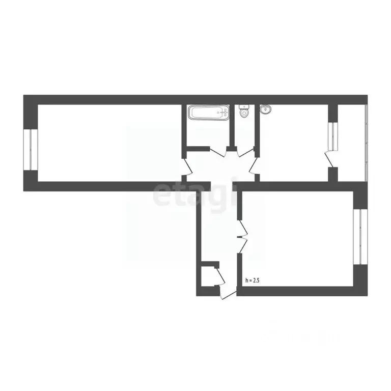 2-к кв. Кемеровская область, Юрга Ленинградская ул., 37 (51.5 м) - Фото 2
