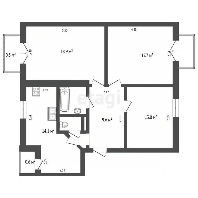 3-к кв. Московская область, Балашиха ул. Флерова, 5/2 (78.0 м) - Фото 2