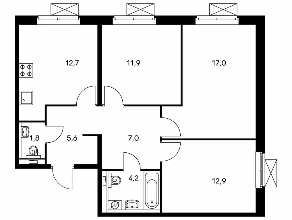 3-комнатная квартира: посёлок городского типа Боброво, ЖК Восточное ... - Фото 1