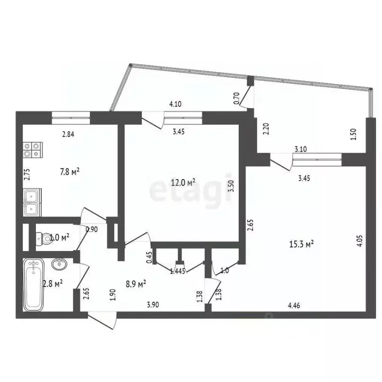 2-к кв. Краснодарский край, Новороссийск Волгоградская ул., 12 (47.5 ... - Фото 1