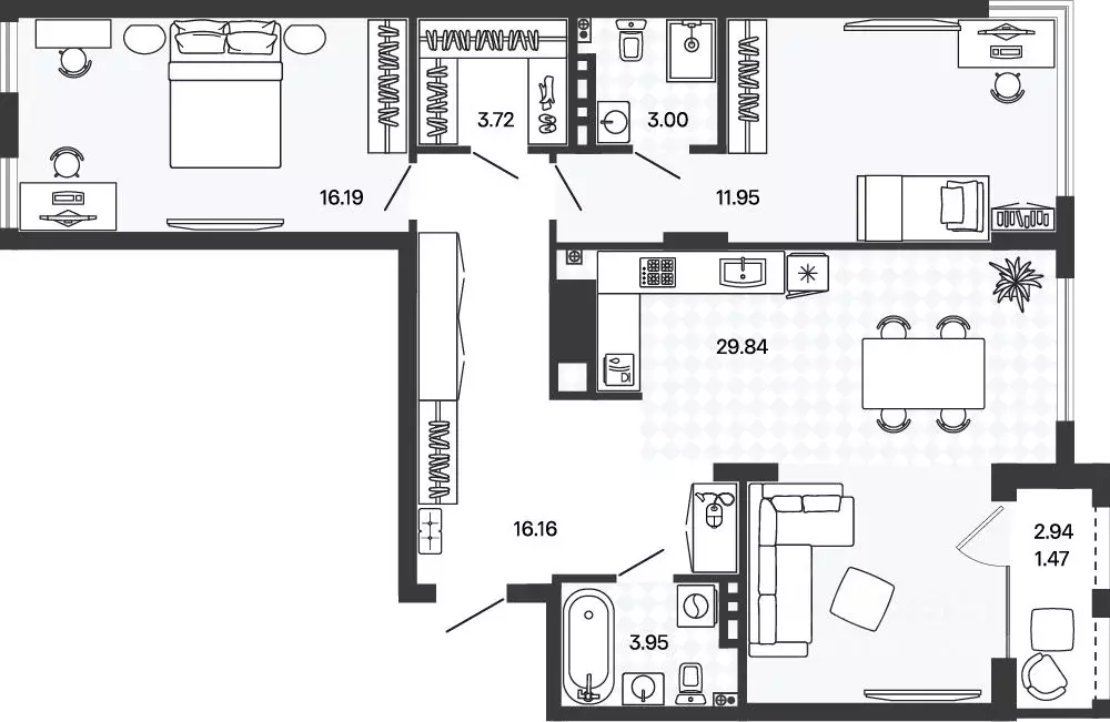 2-к кв. Калининградская область, Гурьевский муниципальный округ, пос. ... - Фото 1