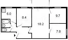 4-к. квартира, 61,2 м, 1/5 эт. - Фото 0