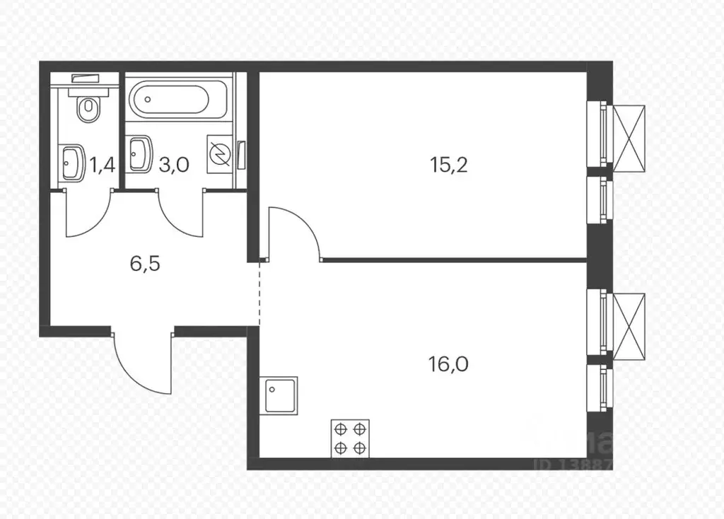 1-к кв. Московская область, Люберцы ул. 8 Марта, 18к3 (41.9 м) - Фото 2