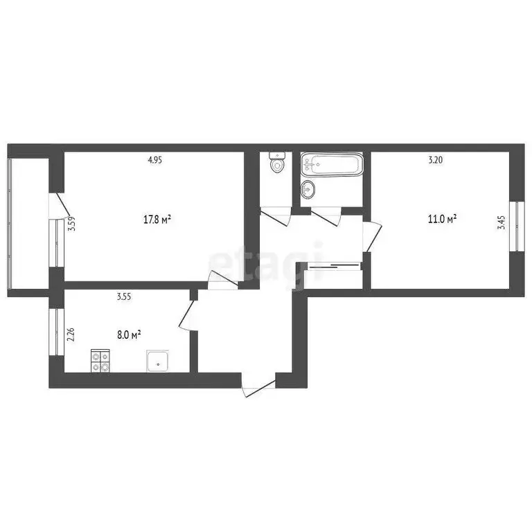 2-комнатная квартира: Тюмень, улица Московский Тракт, 123 (49.3 м) - Фото 0