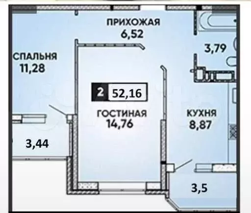 2-к. квартира, 52 м, 8/22 эт. - Фото 0