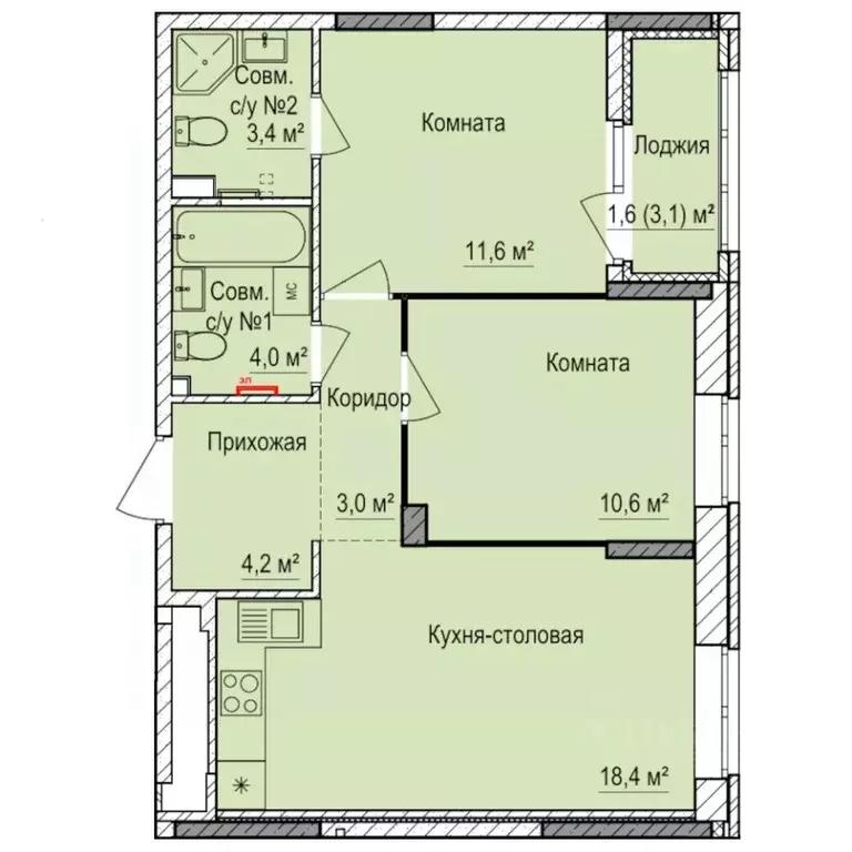 2-к кв. Удмуртия, Ижевск Буммаш жилрайон, Покровский жилой комплекс ... - Фото 1