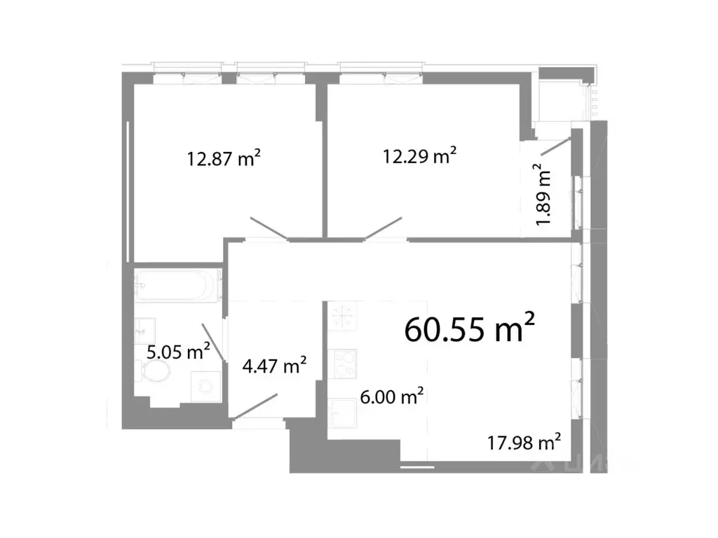3-к кв. Челябинская область, Челябинск ул. Худякова, 18/3 (60.55 м) - Фото 0