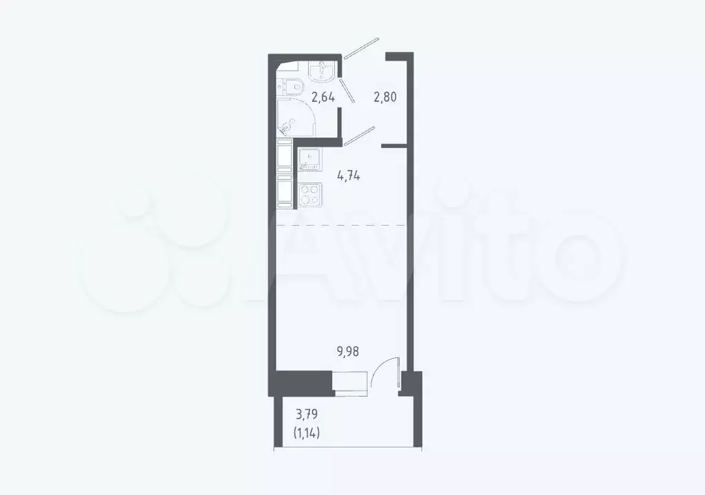 Квартира-студия, 23 м, 8/12 эт. - Фото 0