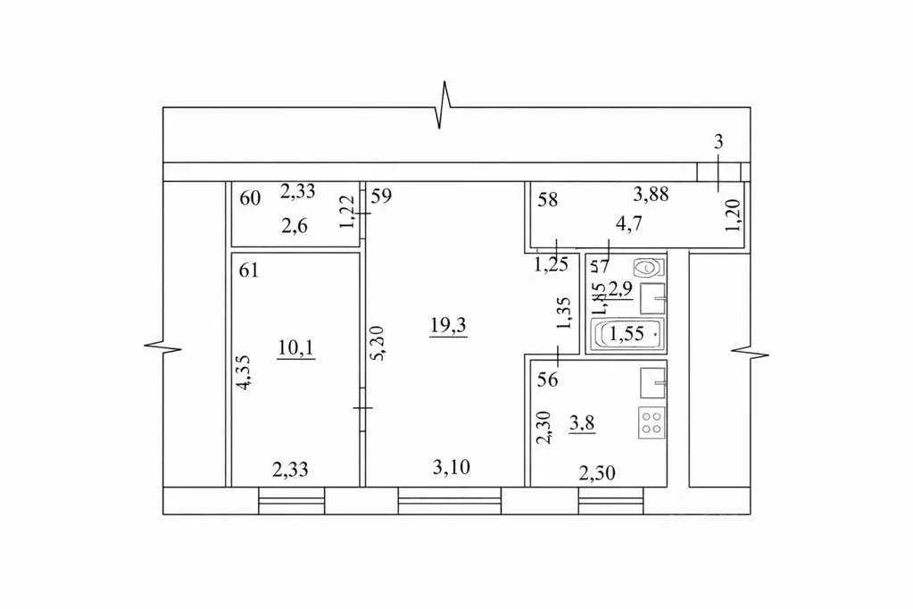 2-к кв. Самарская область, Самара Олимпийская ул., 33 (45.4 м) - Фото 2