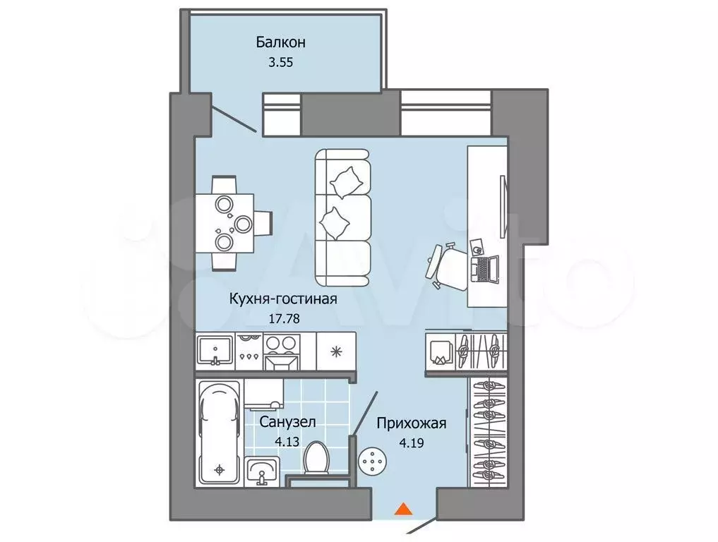 Квартира-студия, 27 м, 7/8 эт. - Фото 0