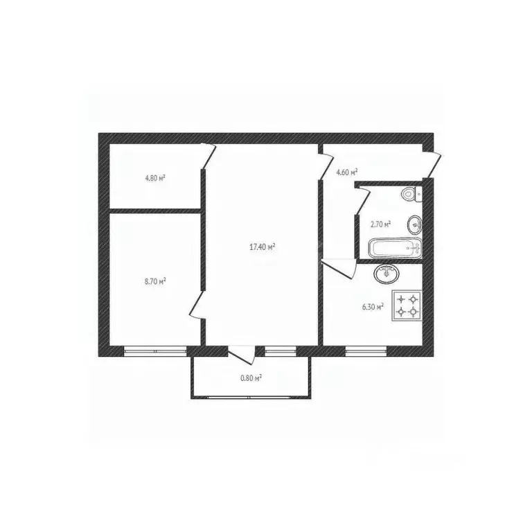 2-к кв. Брянская область, Брянск ул. Димитрова, 118 (45.3 м) - Фото 2