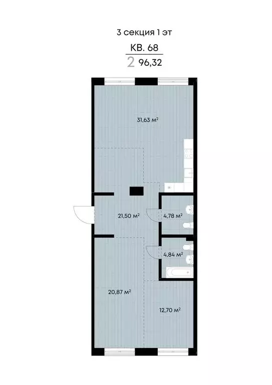 2-комнатная квартира: Иркутск, улица Лебедева-Кумача, 25 (96.32 м) - Фото 0