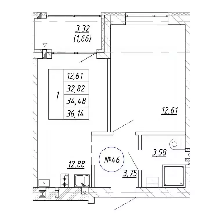 1-к кв. Калининградская область, Зеленоградск пос. Малиновка,  (36.14 ... - Фото 1