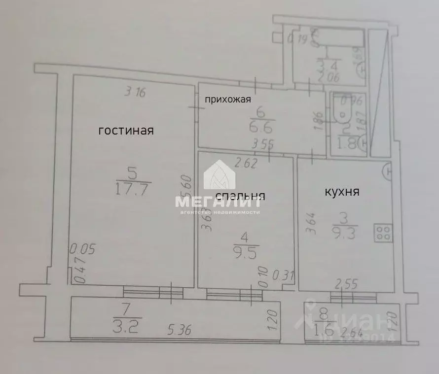 2-к кв. Татарстан, Казань ул. Галимджана Баруди, 4 (53.1 м) - Фото 2