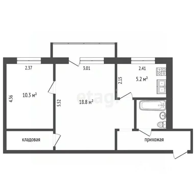 2-к кв. Псковская область, Псков ул. Максима Горького, 45 (44.1 м) - Фото 2