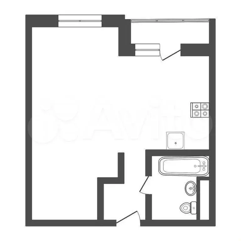 1-к. квартира, 37 м, 1/3 эт. - Фото 0