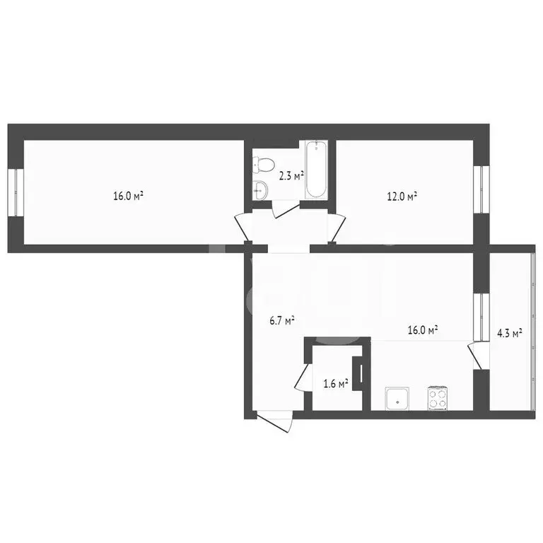 2-комнатная квартира: Чебаркуль, улица 9 Мая, 31 (56.3 м) - Фото 0
