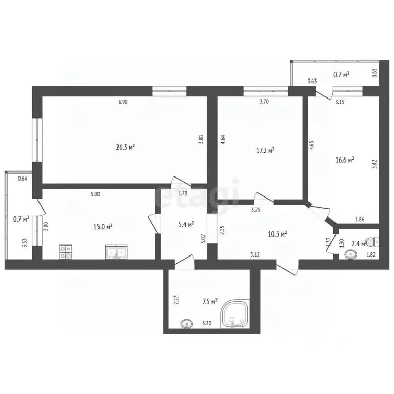 3-к кв. Самарская область, Самара Ташкентская ул., 135б (100.9 м) - Фото 2
