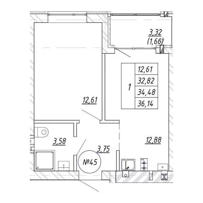 1-к кв. Калининградская область, Зеленоградск  (36.14 м) - Фото 0