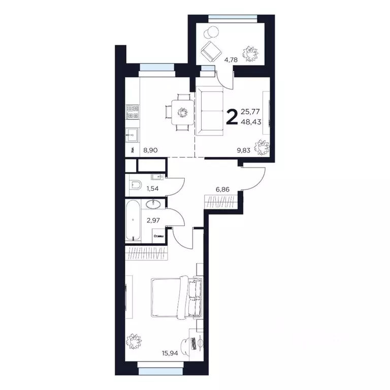 2-к кв. Московская область, Химки ул. Германа Титова, 2 (48.43 м) - Фото 0