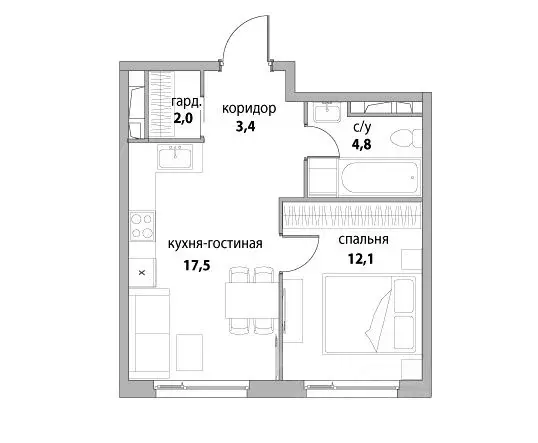 1-к кв. Москва ул. Крузенштерна, 7 (41.0 м) - Фото 2