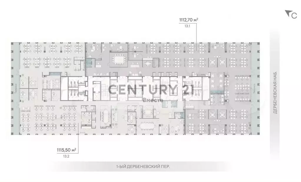 Продажа офисного этажа 2329,8 м2 (с террасой) в премиальном ... - Фото 0