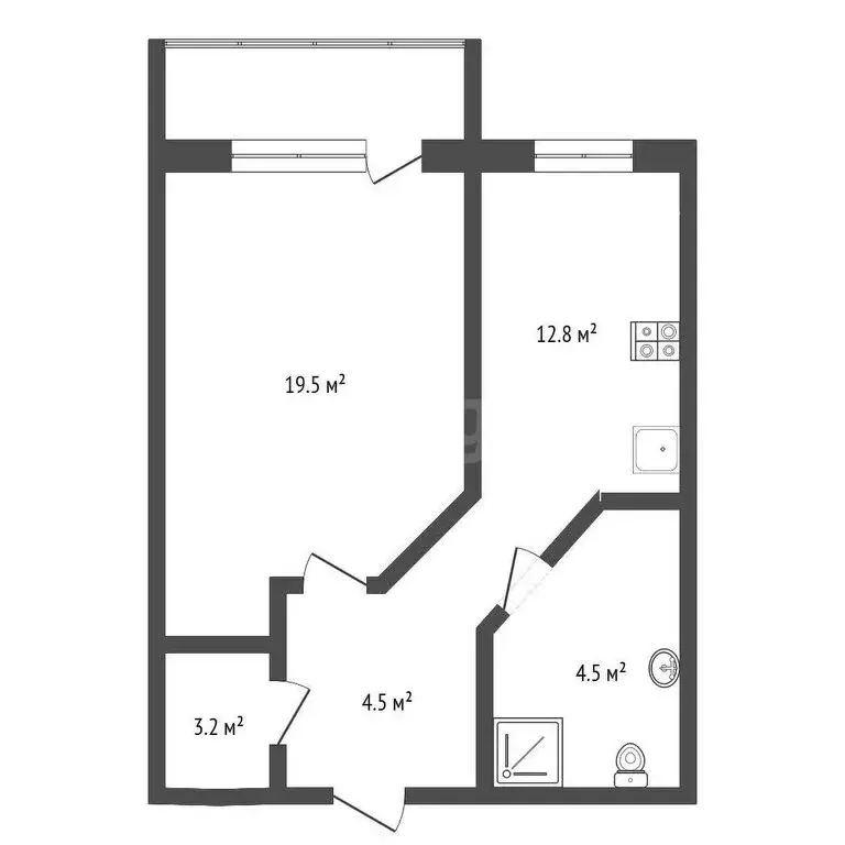1-комнатная квартира: Тюмень, улица Червишевский Тракт, 58 (43.1 м) - Фото 2