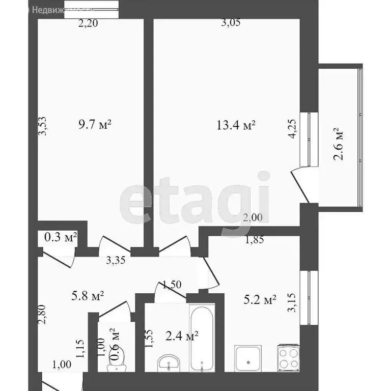 2-комнатная квартира: Стрехнино, Мелиоративная улица, 12А (39 м) - Фото 1
